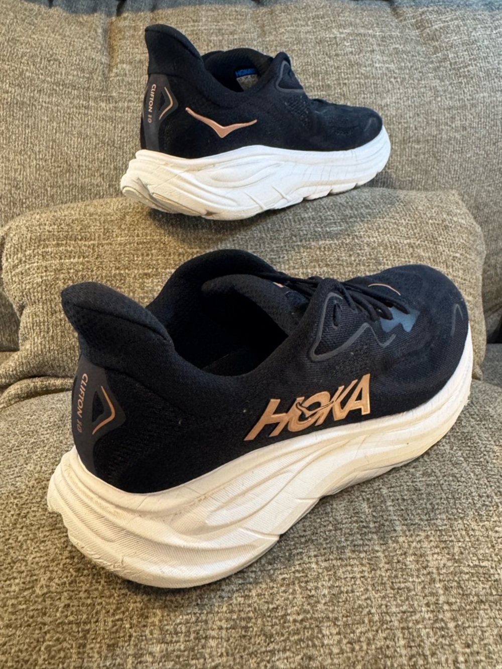 Hoka Clifton 10 Black/Rose Gold 1162031 BRGL Size 12 - Picture 10 of 11